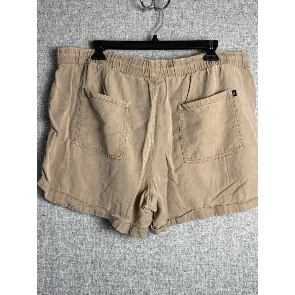 GAP Tencel Draw String Shorts Tan Brown Khaki Cuffed Pockets Safari Utility XL - Picture 2 of 6